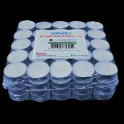 Satvik Tealight Wax Candles (Set of 4 of 100pcs each, Unscented), 4hrs Burning Candles for, Home, Diwali Decoration