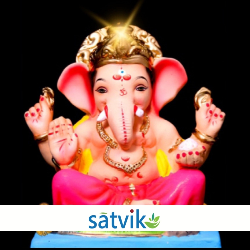 Satvik Eco Friendly Shadu Clay Ganesha Idol- 10 inches (029), Made of Clay Shadu Mati Satvik Eco Friendly Shadu Clay Ganesha Idol- 10 inches (029), Made of Clay Shadu Mati
