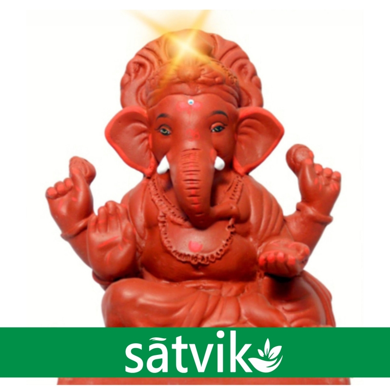 Satvik Natural Red Soil Eco Friendly Ganesh Idols- 10 Inches (027), Made Of Natural Red Soil Satvik Natural Red Soil Eco Friendly Ganesh Idols- 10 Inches (027), Made Of Natural Red Soil