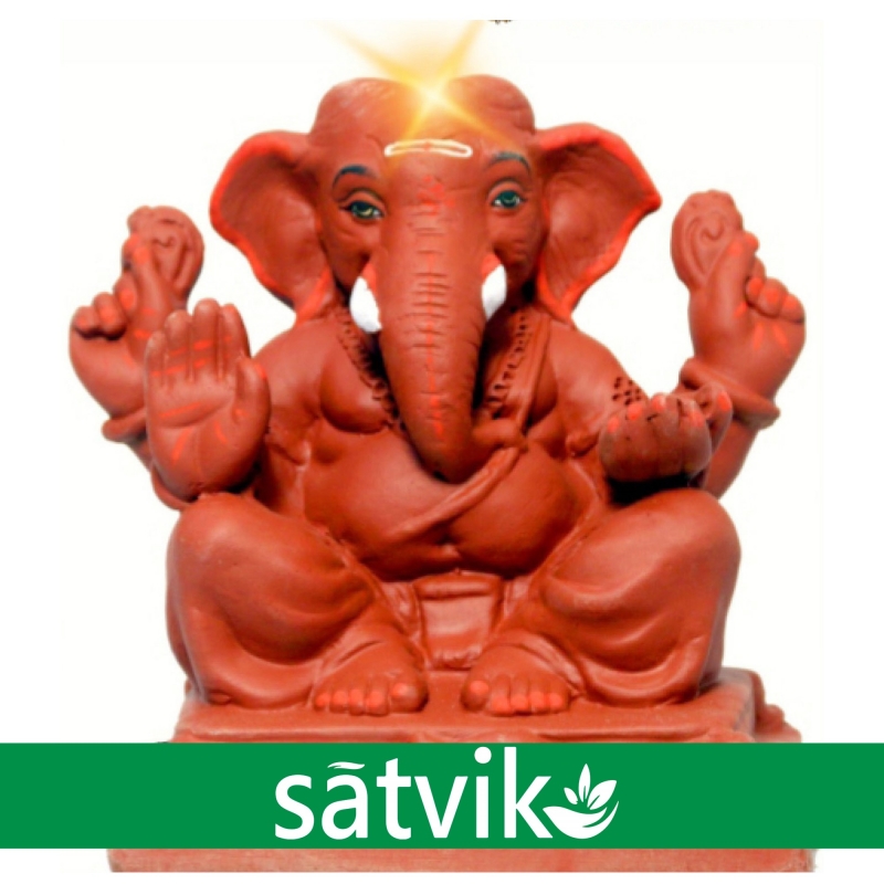 Satvik Natural Red Soil Eco Friendly Ganesh Idols- 10 Inches (031), Made Of Natural Red Soil Satvik Natural Red Soil Eco Friendly Ganesh Idols- 10 Inches (031), Made Of Natural Red Soil