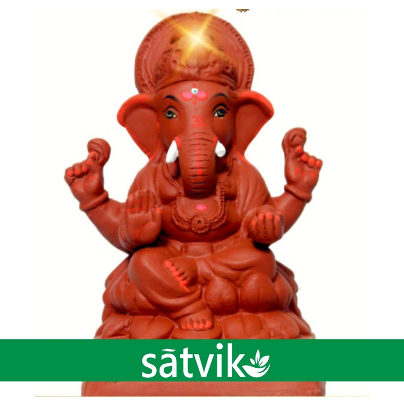 Satvik Natural Red Soil Eco Friendly Ganesh Idols- 8 Inches (036), Made Of Natural Red Soil Satvik Natural Red Soil Eco Friendly Ganesh Idols- 8 Inches (036), Made Of Natural Red Soil