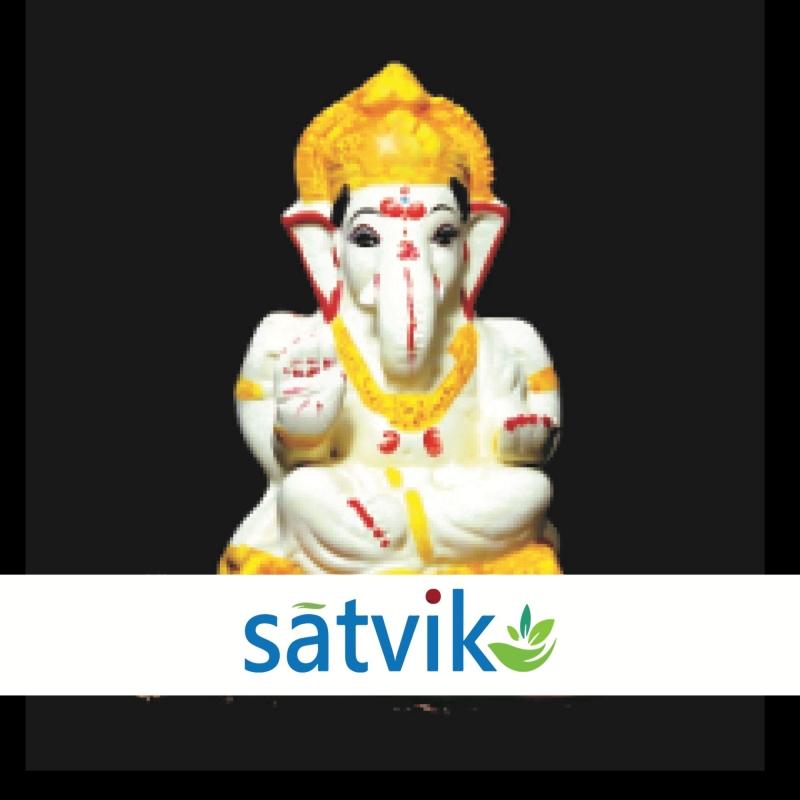 Satvik Eco Painted White Eco Friendly Clay Ganesh Idols- 6 inches (026), Made of Clay Satvik Eco Painted White Eco Friendly Clay Ganesh Idols- 6 inches (026), Made of Clay