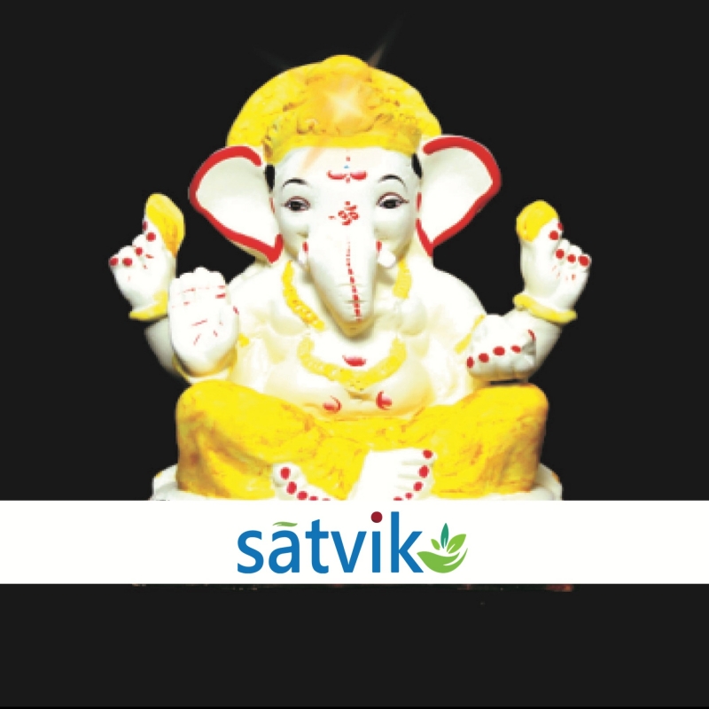 Satvik Eco Painted White Eco Friendly Clay Ganesh Idols- 10 inches (017), Made of Clay Satvik Eco Painted White Eco Friendly Clay Ganesh Idols- 10 inches (017), Made of Clay