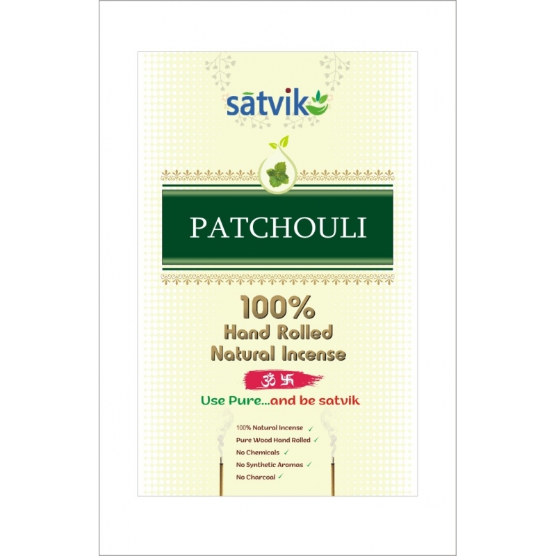Satvik Patchouli Incense Sticks (Agarbatti for prayer). 100% Hand rolled Natural Patchouli Made from No Charcoal, No Chemicals Satvik Patchouli Incense Sticks (Agarbatti for prayer). 100% Hand rolled Natural Patchouli Made from No Charcoal, No Chemicals