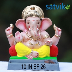 10 inches (EF 26)Satvik Eco Friendly Shadu Clay Ganesha Idol- , Made of Clay Shadu Mati