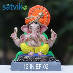 12 inches (EF 02)Satvik Eco Friendly Shadu Clay Ganesha Idol- , Made of Clay Shadu Mati