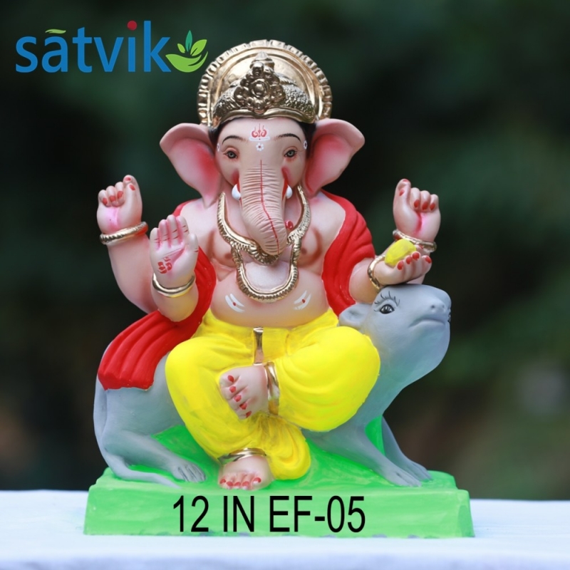 Satvik Eco Friendly Shadu Clay Ganesha Idol- 12 inches (001), Made of Clay Shadu Mati Satvik Eco Friendly Shadu Clay Ganesha Idol- 12 inches (001), Made of Clay Shadu Mati