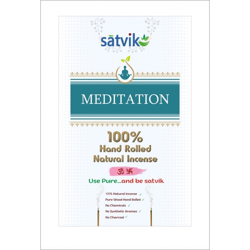 Satvik Meditation Incense Sticks (Agarbatti for prayer) 100% Hand rolled Natural Insence  Made from  No Charcoal, No Chemicals &