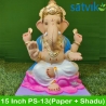 Satvik Eco Painted White Eco Friendly Clay Ganesh Idols- 12 inches (004), Made of Clay