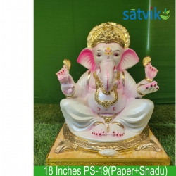 copy of Satvik Eco Painted White Eco Friendly Clay Ganesh Idols- 12 inches (004), Made of Clay