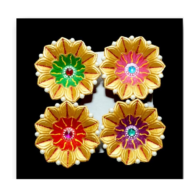 Satvik Colorful Clay Diyas (C5N) For Diwali Festival, Multicolor Diwali Diyas For Decoration, Mitti Diya Oil Lamp Clay Diyas