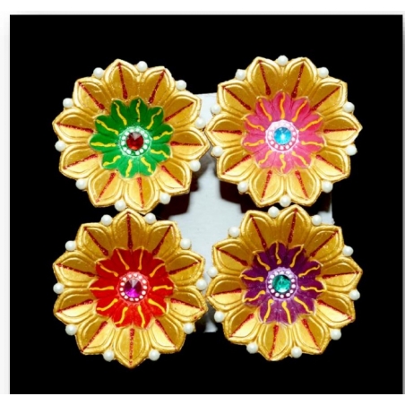 Satvik Colorful Clay Diyas (C5N) For Diwali Festival, Multicolor Diwali Diyas For Decoration, Mitti Diya Oil Lamp Clay Diyas