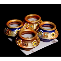 Satvik Colorful Clay Matki Diya (Wax) (C63) For Diwali Festival, Multicolor Diwali Diyas For Decoration, Mitti Diyas