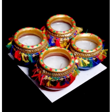 copy of Satvik Colorful Clay Matki Diya (Wax) (C63) For Diwali Festival, Multicolor Diwali Diyas For Decoration, Mitti Diyas