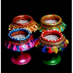 copy of Satvik Colorful Clay Matki Diya (Wax) (C63) For Diwali Festival, Multicolor Diwali Diyas For Decoration, Mitti Diyas