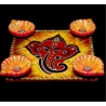 Satvik Colorful Rangoli Decoration Diya Gift Set C107-(On Ply Plate) For Diwali Festival, Multicolor Diwali Diyas  Mitti Diyas