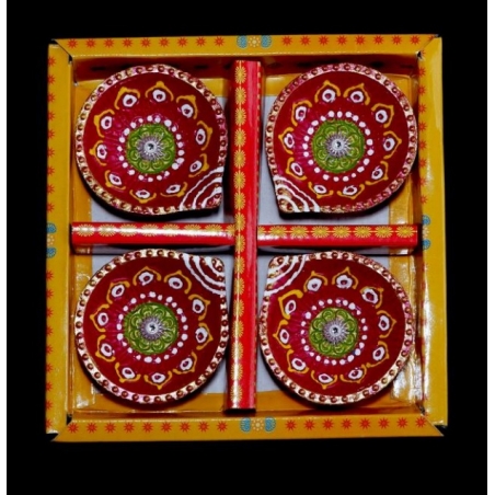 Satvik Colorful 4X1 Diya Pack --Gift Box-(C-126N) For Diwali Festival, Multicolor Diwali Diyas  Mitti Diyas