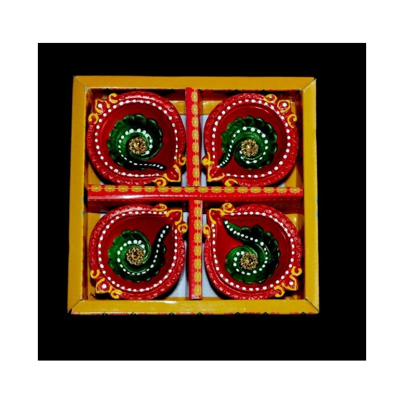 Satvik Colorful 4X1 Diya Pack --Gift Box-(C-127N) For Diwali Festival, Multicolor Diwali Diyas  Mitti Diyas