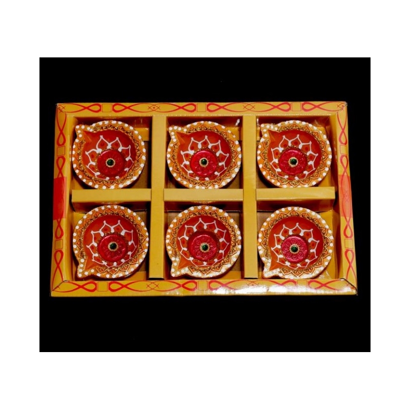 Satvik Colorful 6X1 Diya Gift Box(C-136N) For Diwali Festival, Multicolor Diwali Diyas  Mitti Diyas