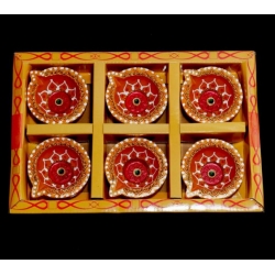 Satvik Colorful 6X1 Diya Gift Box(C-136N) For Diwali Festival, Multicolor Diwali Diyas  Mitti Diyas