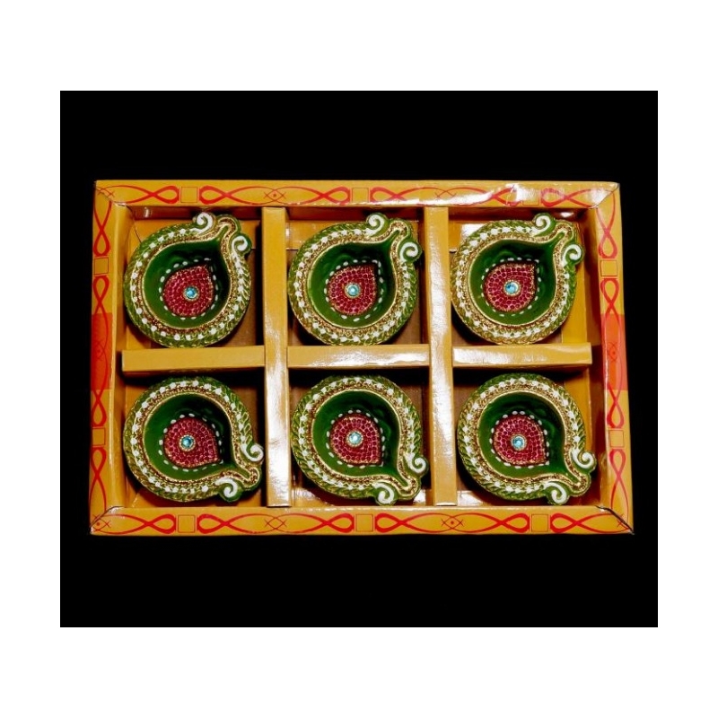 Satvik Colorful 6X1 Diya Gift Box(C-139N) For Diwali Festival, Multicolor Diwali Diyas  Mitti Diyas