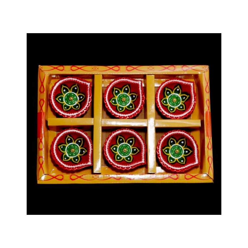 Satvik Colorful 6X1 Diya Gift Box(C-141N) For Diwali Festival, Multicolor Diwali Diyas  Mitti Diyas