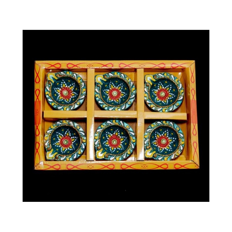 Satvik Colorful 6X1 Diya Gift Box(C-144N) For Diwali Festival, Multicolor Diwali Diyas  Mitti Diyas