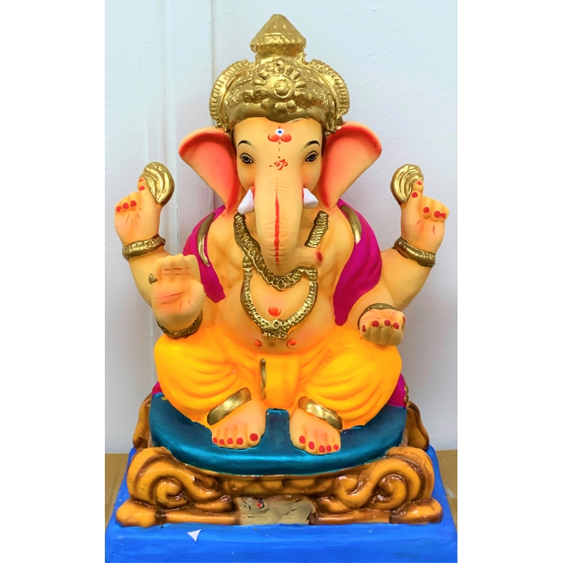 16 Inches Satvik Eco Friendly Shadu Clay Ganesha Idol, Made of Clay Shadu Mati