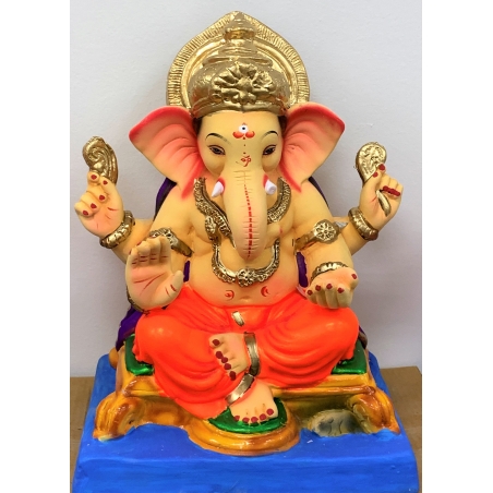 16 inches -018- Satvik Eco Friendly Shadu Clay Ganesha Idol- Made of Clay Shadu Mati