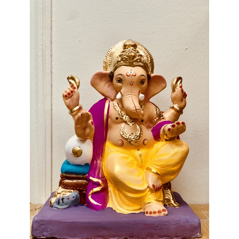 copy of Satvik Eco Painted White Eco Friendly Clay Ganesh Idols- 12 inches (004), Made of Clay