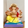 Satvik Eco Painted White Eco Friendly Clay Ganesh Idols- 12 inches (004), Made of Clay