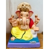 Satvik Eco Painted White Eco Friendly Clay Ganesh Idols- 12 inches (004), Made of Clay