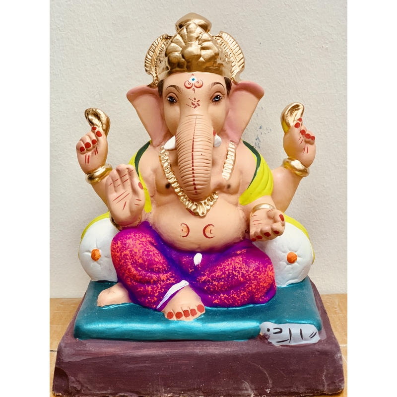 copy of Satvik Eco Painted White Eco Friendly Clay Ganesh Idols- 12 inches (004), Made of Clay