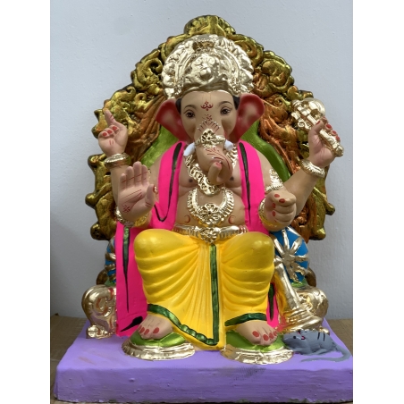 copy of Satvik Eco Painted White Eco Friendly Clay Ganesh Idols- 12 inches (004), Made of Clay