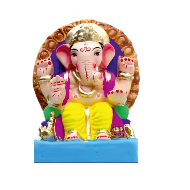 Satvik Eco Friendly Shadu Clay Ganesha Idol- 6 inches (EF24), lal bagh cha raja  Made of Clay Shadu Mati
