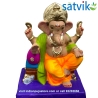 Satvik Eco Painted White Eco Friendly Clay Ganesh Idols- 12 inches (004), Made of Clay