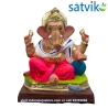 Satvik Eco Painted White Eco Friendly Clay Ganesh Idols- 12 inches (004), Made of Clay