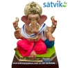 Satvik Eco Painted White Eco Friendly Clay Ganesh Idols- 12 inches (004), Made of Clay