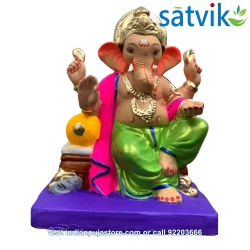 copy of Satvik Eco Painted White Eco Friendly Clay Ganesh Idols- 12 inches (004), Made of Clay