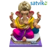 Satvik Eco Painted White Eco Friendly Clay Ganesh Idols- 12 inches (004), Made of Clay