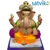 Satvik Eco Painted White Eco Friendly Clay Ganesh Idols- 12 inches (004), Made of Clay