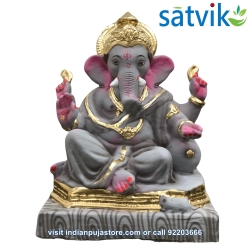copy of Satvik Eco Painted White Eco Friendly Clay Ganesh Idols- 12 inches (004), Made of Clay