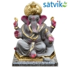 Satvik Eco Painted White Eco Friendly Clay Ganesh Idols- 12 inches (004), Made of Clay