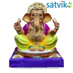 copy of Satvik Eco Painted White Eco Friendly Clay Ganesh Idols- 12 inches (004), Made of Clay