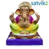 Satvik Eco Painted White Eco Friendly Clay Ganesh Idols- 12 inches (004), Made of Clay