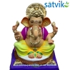Satvik Eco Painted White Eco Friendly Clay Ganesh Idols- 12 inches (004), Made of Clay