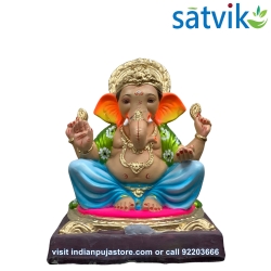 copy of Satvik Eco Painted White Eco Friendly Clay Ganesh Idols- 12 inches (004), Made of Clay