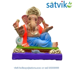 copy of Satvik Eco Painted White Eco Friendly Clay Ganesh Idols- 12 inches (004), Made of Clay