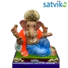 Satvik Eco Painted White Eco Friendly Clay Ganesh Idols- 12 inches (004), Made of Clay