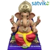 Satvik Eco Painted White Eco Friendly Clay Ganesh Idols- 12 inches (004), Made of Clay